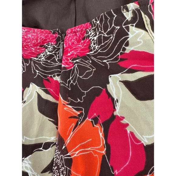 East 5th Petite Floral Print A-Line Skirt 4P Multicolor Brown‎ Polyester Lined - Picture 5 of 8